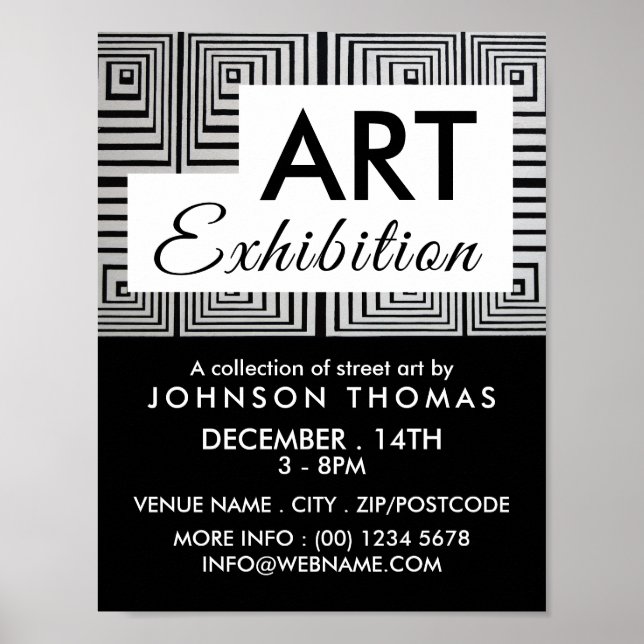 Póster Cuadrados de trippy Maze, publicidad de exposición (Frente)