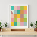Póster Cuadrados geométricos de patchwork en verde y púrp<br><div class="desc">Cuadrados geométricos de patchwork en Poster verde y púrpura</div>