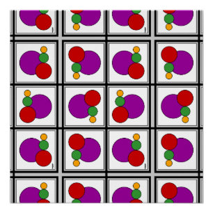 Póster Cuadrados y Círculos Abstracto