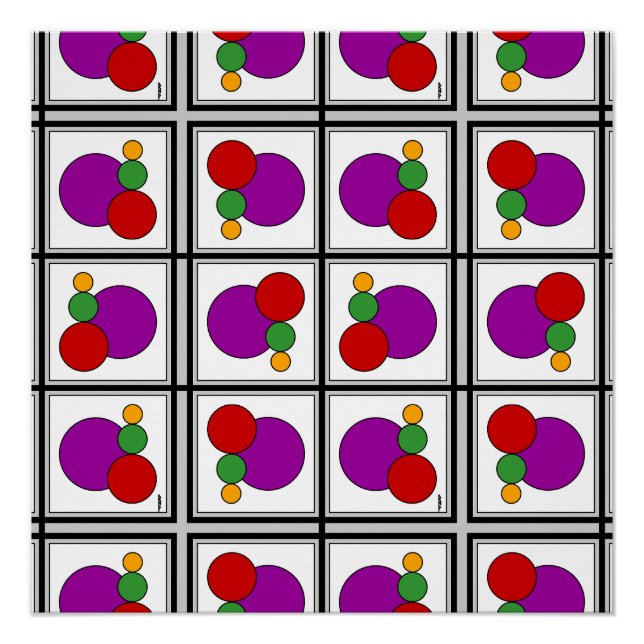 Póster Cuadrados y Círculos Abstracto (Anverso)