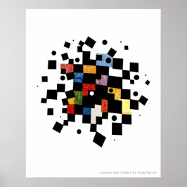 Póster Cuadrados y Círculos Abstracto II
