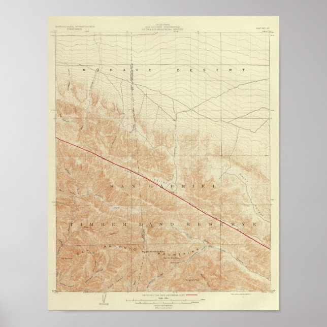 Póster Cuadrangle de San Antonio con el Rift de San Andre (Frente)