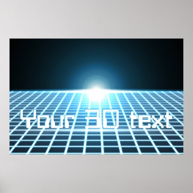 Póster Cuadrícula 3D brillante con texto de personalizabl (Frente)