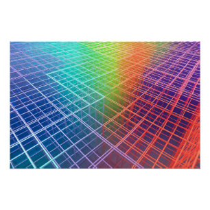 Póster Cuadrícula 3D multicolor