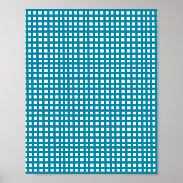 Póster Cuadrícula cuadrada azul (Frente)