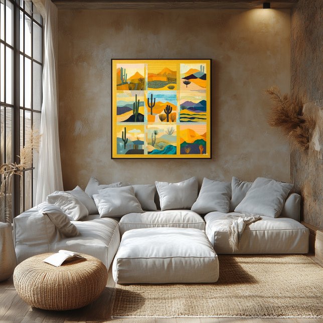 Póster Cuadrícula de arte del desierto con marco amarillo (Subido por el creador)