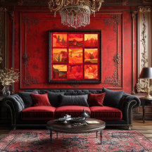 Cuadrícula de arte del desierto con marco rojo - G