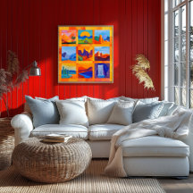 Cuadrícula de Arte del Desierto en Marco Naranja -