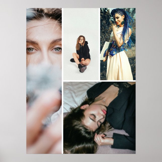 Póster Cuadrícula de Colaje Simple Personalizado 4 Fotos (Frente)
