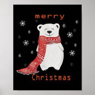 Póster Cuadrillo de oso polar dulce Feliz Navidad Navidad