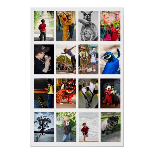 Póster Cuadro blanco 16 Imágenes de fotos DIY Plantilla d (Anverso)