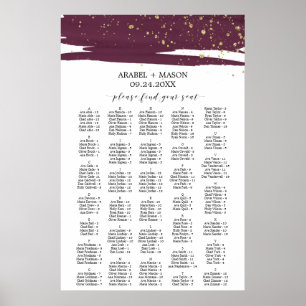 Póster Cuadro de asientos alfabéticos de marsala de color