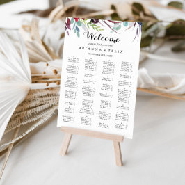 Póster Cuadro de asientos alfabéticos del Boho de lujo