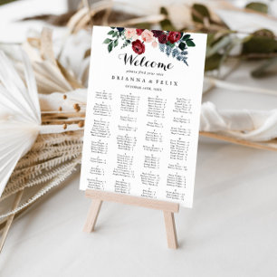 Póster Cuadro de asientos alfabéticos florales de la Mari