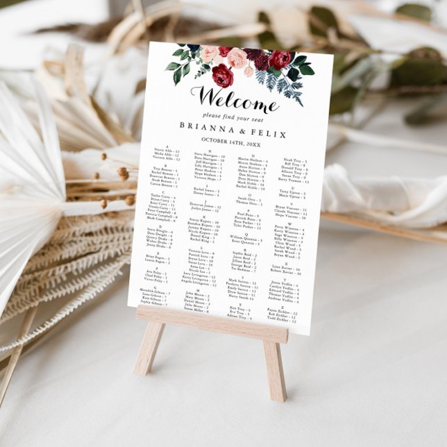 Póster Cuadro de asientos alfabéticos florales de la Mari (Subido por el creador)