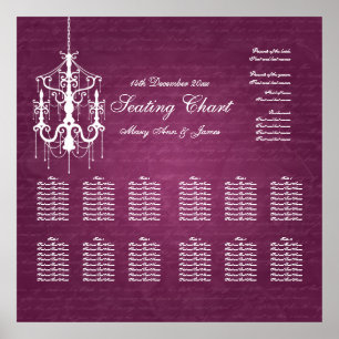 Póster Cuadro de asientos boda Candelier Berry Pink
