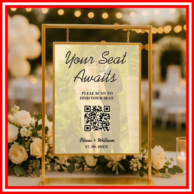 Póster Cuadro de asientos boda Código QR Mantequilla Rótu (Subido por el creador)