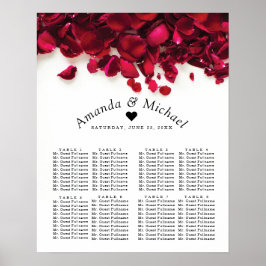 Póster Cuadro de asientos Boda de Petals de rosa roja