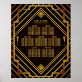 Póster Cuadro de asientos Bodas de Gatsby Gold 2020