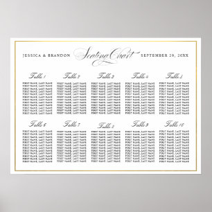 Póster Cuadro de asientos con guiones elegantes por tabla