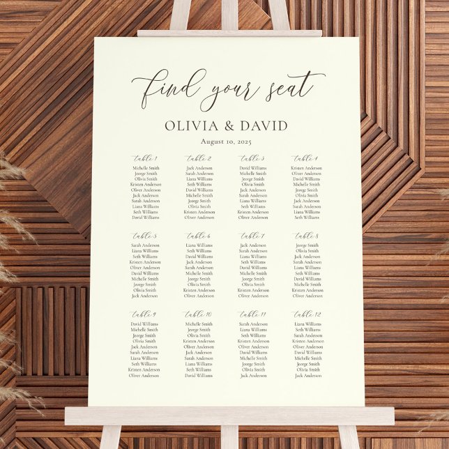 Póster Cuadro de asientos de 12 Bodas de mesa de marfil y (Subido por el creador)