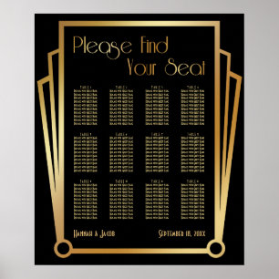 Póster Cuadro de asientos de 12 mesas de estilo Art Deco