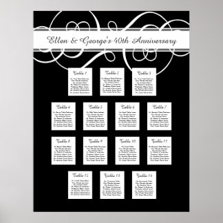 Póster Cuadro de asientos de 14 Bodas de mesa