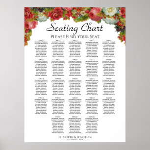Póster Cuadro de asientos de 23 Bodas de mesa para Rosas