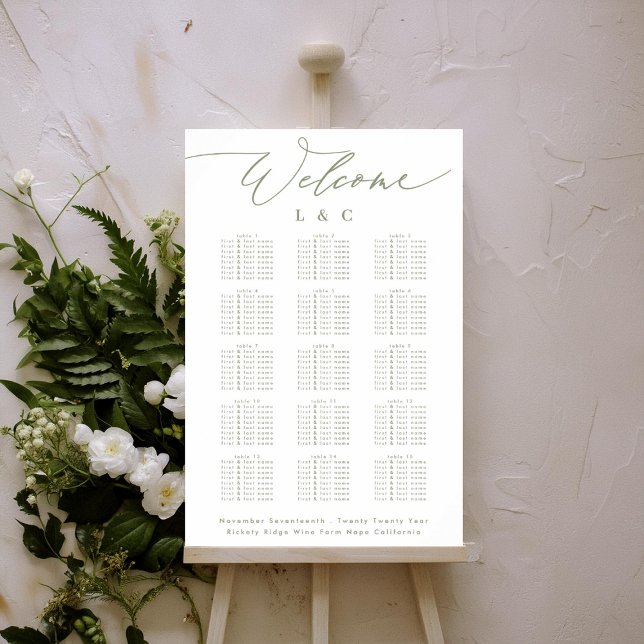 Póster Cuadro de asientos de bienvenida de Boda verde sab (Subido por el creador)