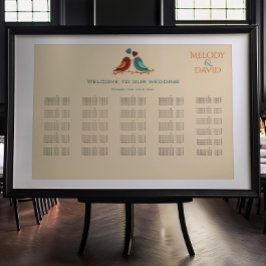 Póster Cuadro de asientos de Boda Aves Amores