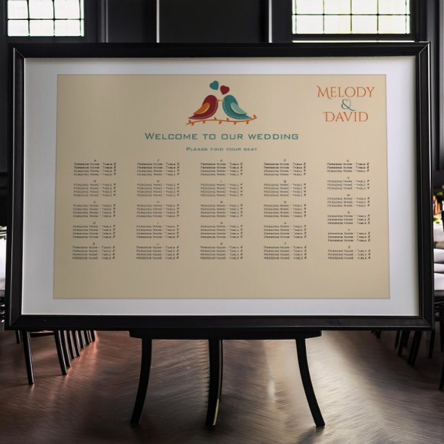 Póster Cuadro de asientos de Boda Aves Amores (Subido por el creador)