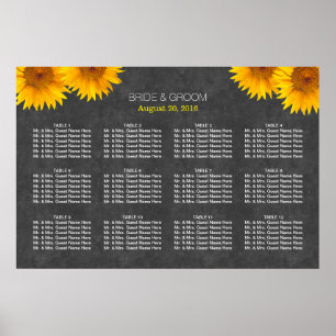 Póster Cuadro de asientos de Boda de tablero de cromo de 