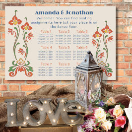 Póster Cuadro de asientos de Bodas Art Nouveau