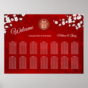 Póster Cuadro de asientos de Bodas de la China Roja blanc