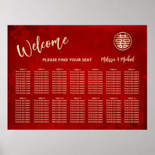 Póster Cuadro de asientos de Bodas de la China Roja blanc