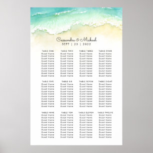 Póster Cuadro de asientos de bodas de playa