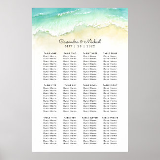 Póster Cuadro de asientos de bodas de playa