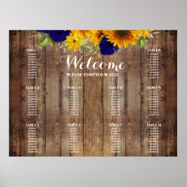 Póster Cuadro de asientos de Bodas de Rosas de girasol y