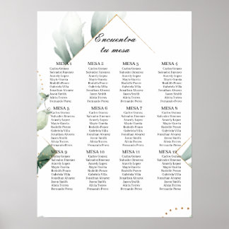 Póster Cuadro de asientos de bodas de vegetación de Españ