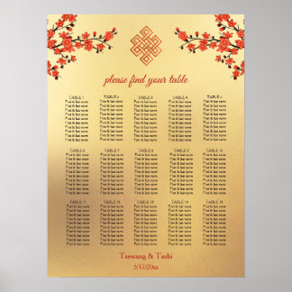 Póster Cuadro de asientos de Bodas tibetanos con flores d