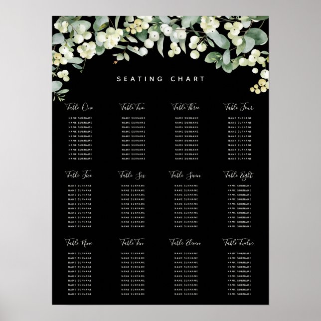 Póster Cuadro de asientos de fiesta navideña de Navidades (Frente)