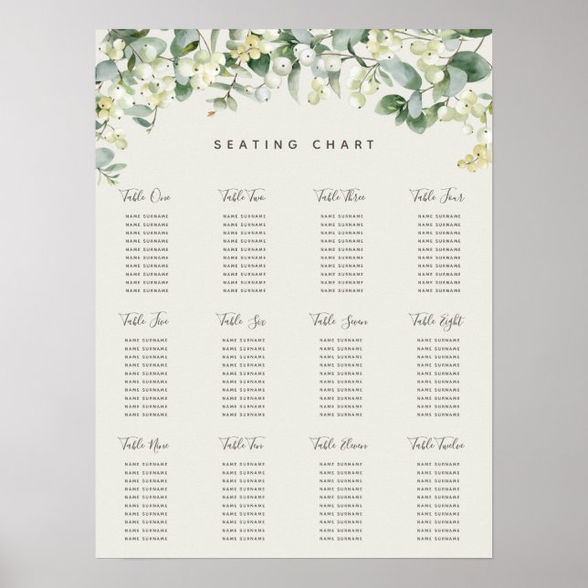 Póster Cuadro de asientos de fiesta navideña de Navidades (Frente)