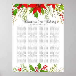 Póster Cuadro de asientos de la Boda de Navidades festivo
