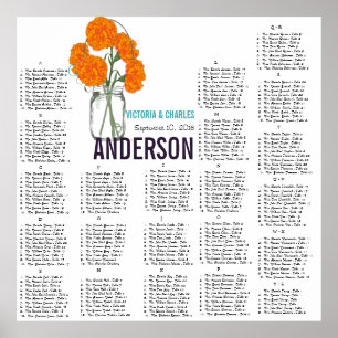 Póster Cuadro de asientos de Mason Jar Modern de Carnatio