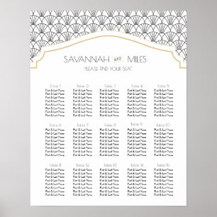 Póster Cuadro de asientos de Personalizable Art Deco