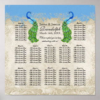 Póster Cuadro de asientos de recepción de pavo real estil