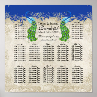 Póster Cuadro de asientos de recepción de pavo real estil