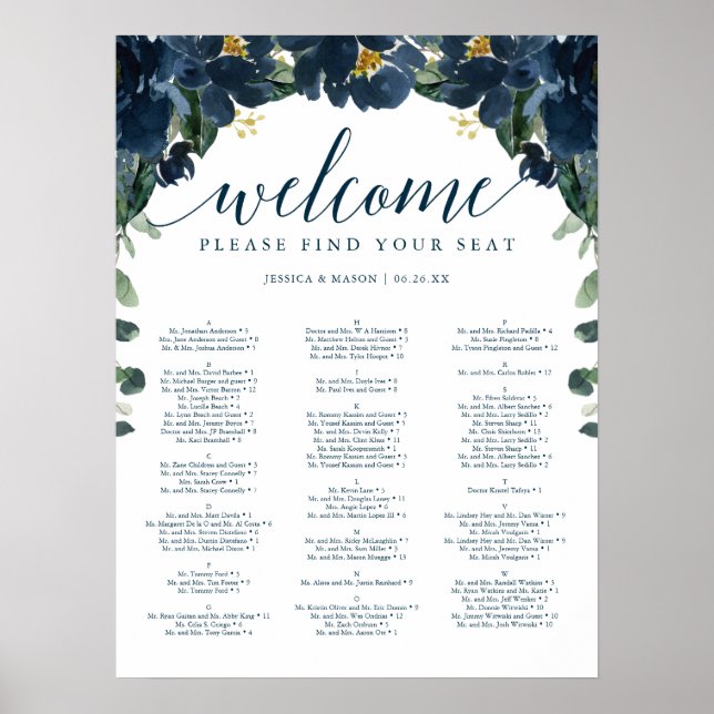 Póster Cuadro de asientos del Boda de la Marina Real (Frente)