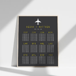 Póster Cuadro de asientos del Boda del código del aeropue