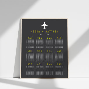 Póster Cuadro de asientos del Boda del código del aeropue